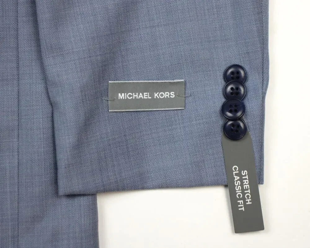 Michael Kors Kidwell Suit Jacket Mens 40 R Light Blue Wool Classic Fit Stretch